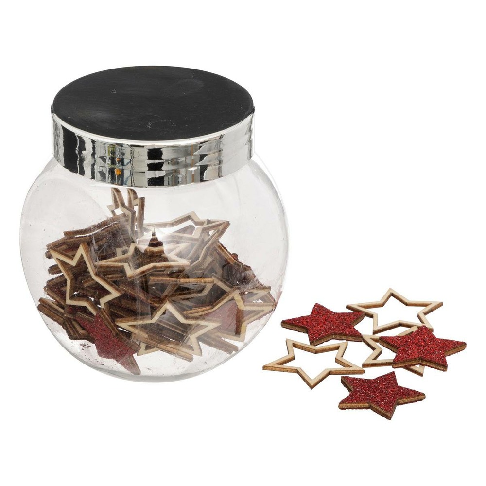 Accessoires bocal forme en bois paillettes rouges