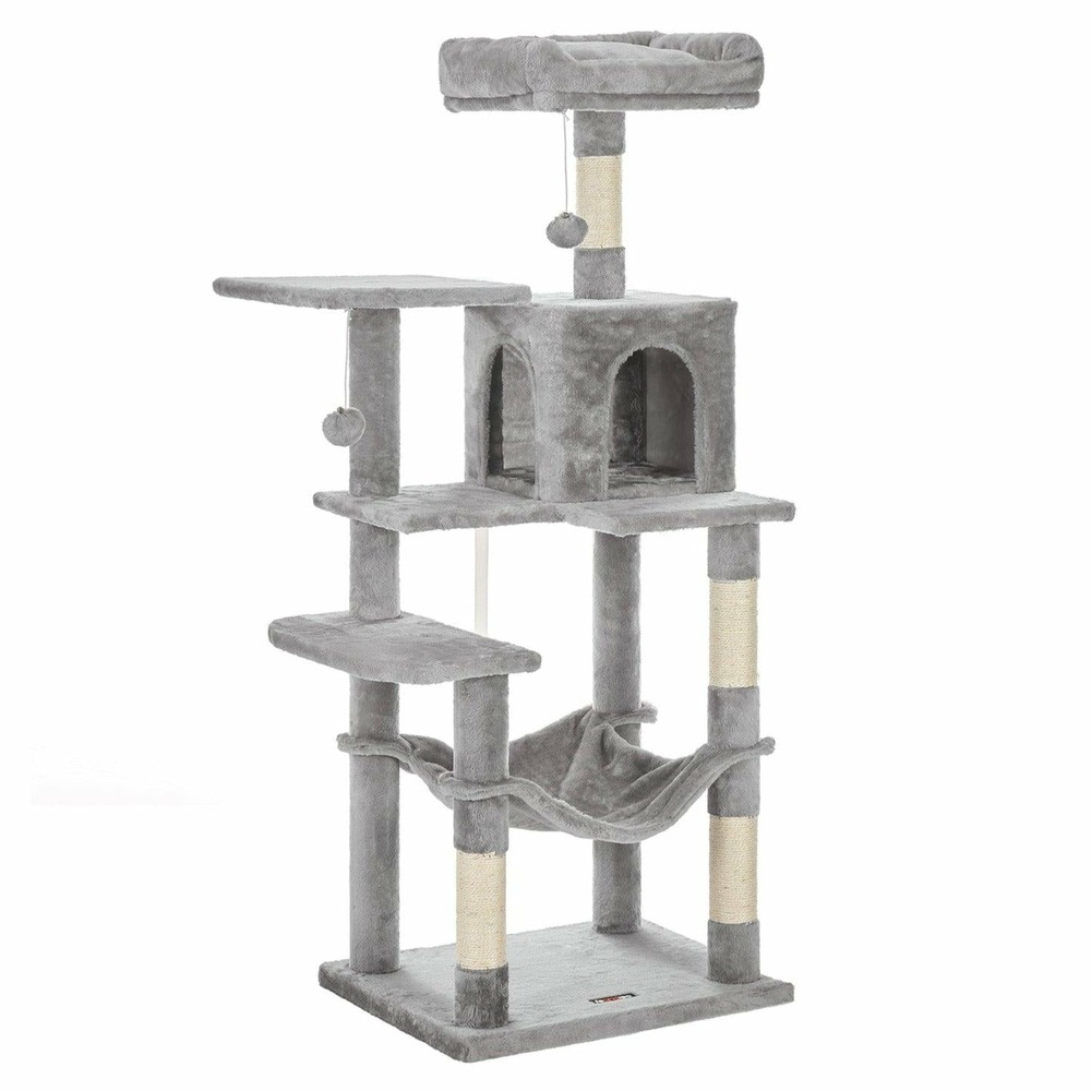 Arbre à chat hamac tour de jeux 143 cm gris clair
