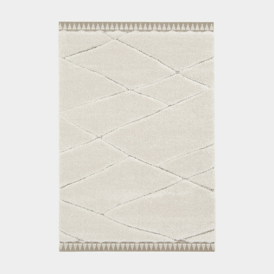 Tapis de salon en relief - sweet home - ligne écru et crème - 120 x 170 cm