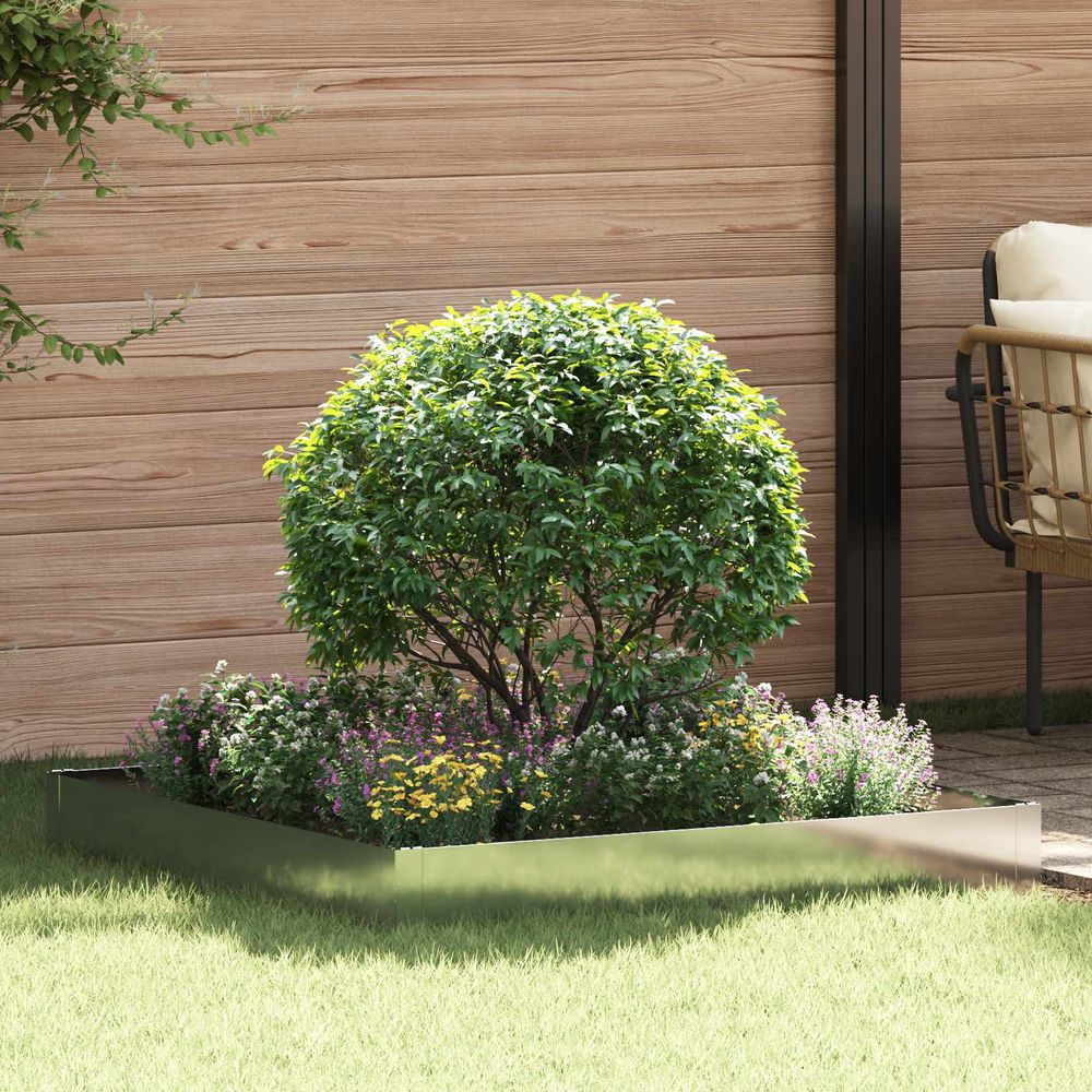 Bordure jardin acier allées séparation robuste 1pc 100x100x20cm argenté