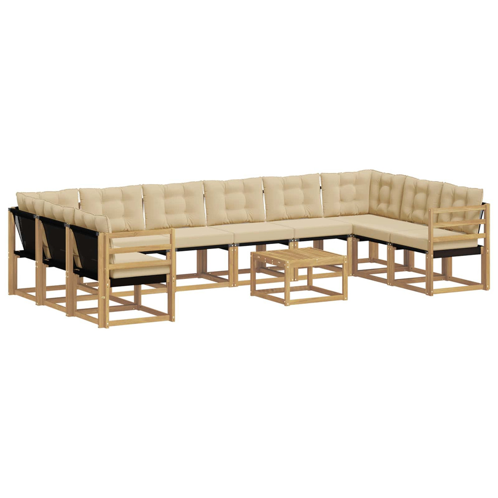 Ensemble de canapés d'extérieur 11 pcs blanc et beige