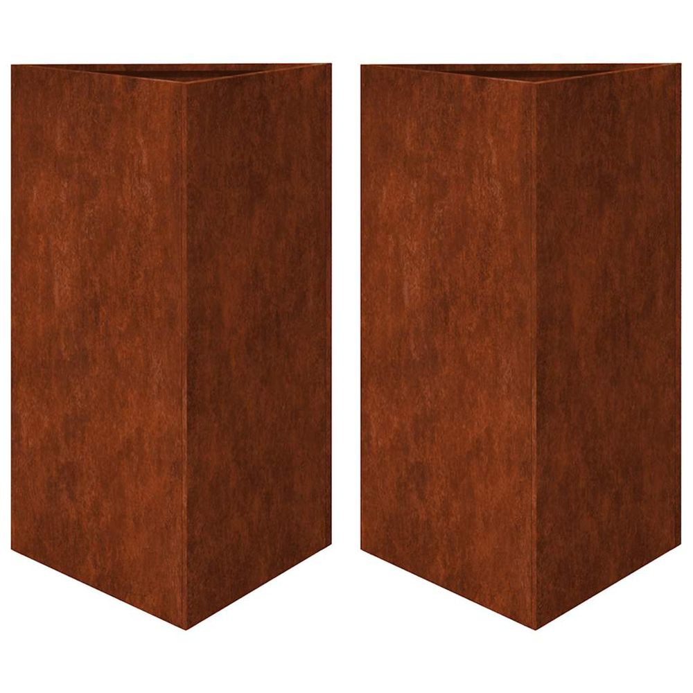 Jardinière d'extérieurs 2 pcs triangulaire acier résistant aux intempéries