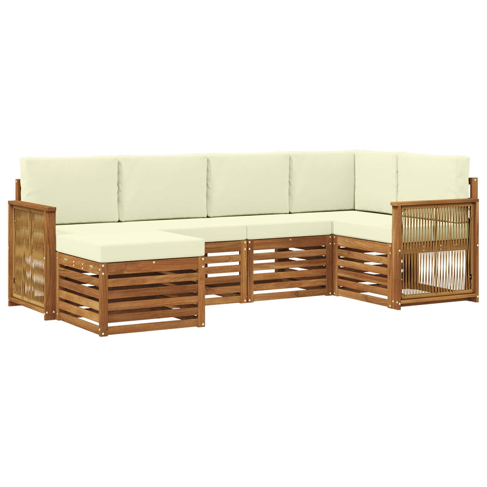 Ensemble de canapé d'angle avec coussin 5 pcs naturel et crème
