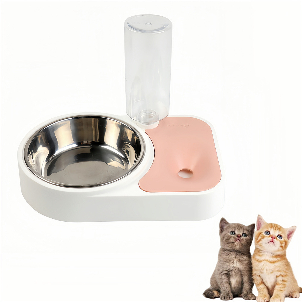 Gamelle-fontaine 2 en 1 pour animaux rose