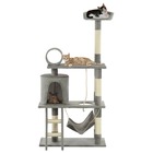 Arbre à chat griffoir grattoir niche jouet animaux peluché en sisal 140 cm gris