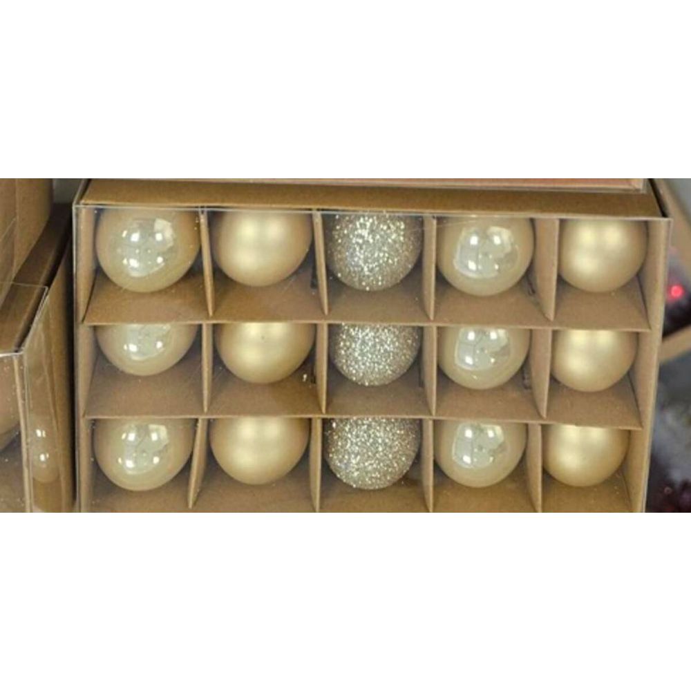 Kit de 15 boules de noël en verre or d. 30 mm