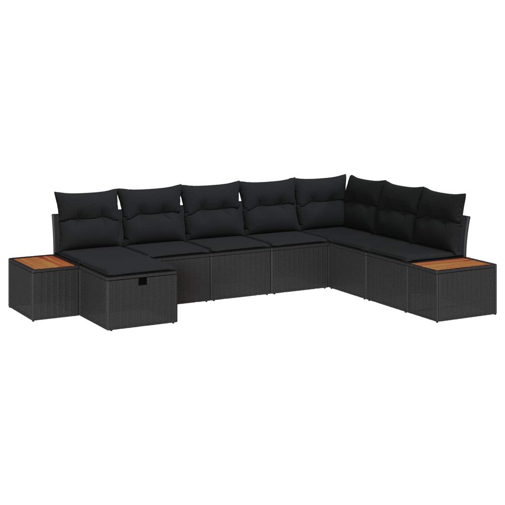 Ensemble de canapé de jardin 8 pc noir polyrotin