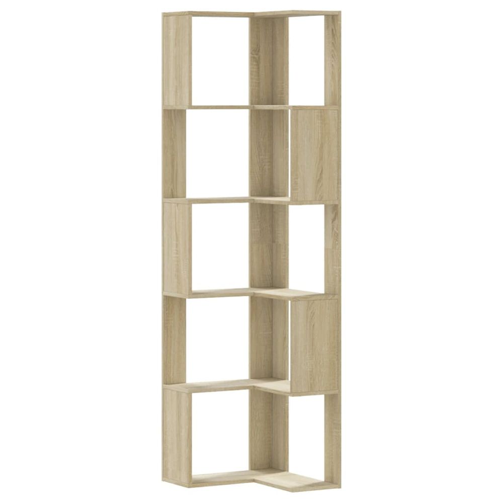 Bibliothèque d'angle à 5 niveaux chêne sonoma bois d'ingénierie