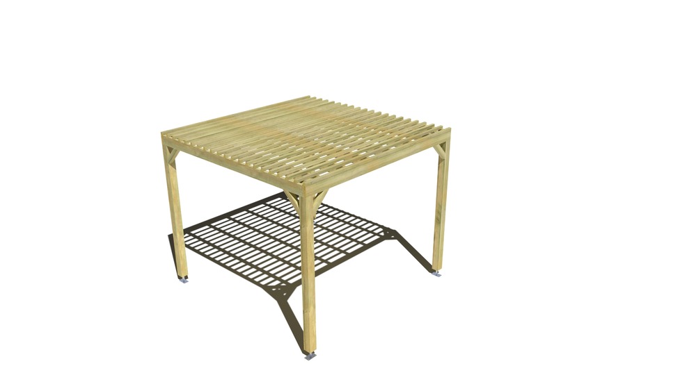 Pergola bois • 3m x 3m • indépendante • sens profondeur • lattage bois • livraison comprise