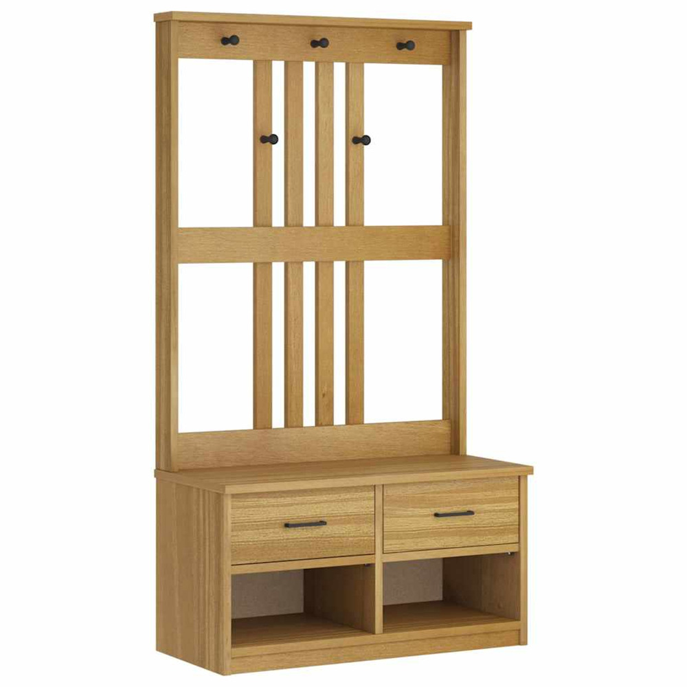Portemanteau sandnes 87x40x159,5 cm bois massif pin