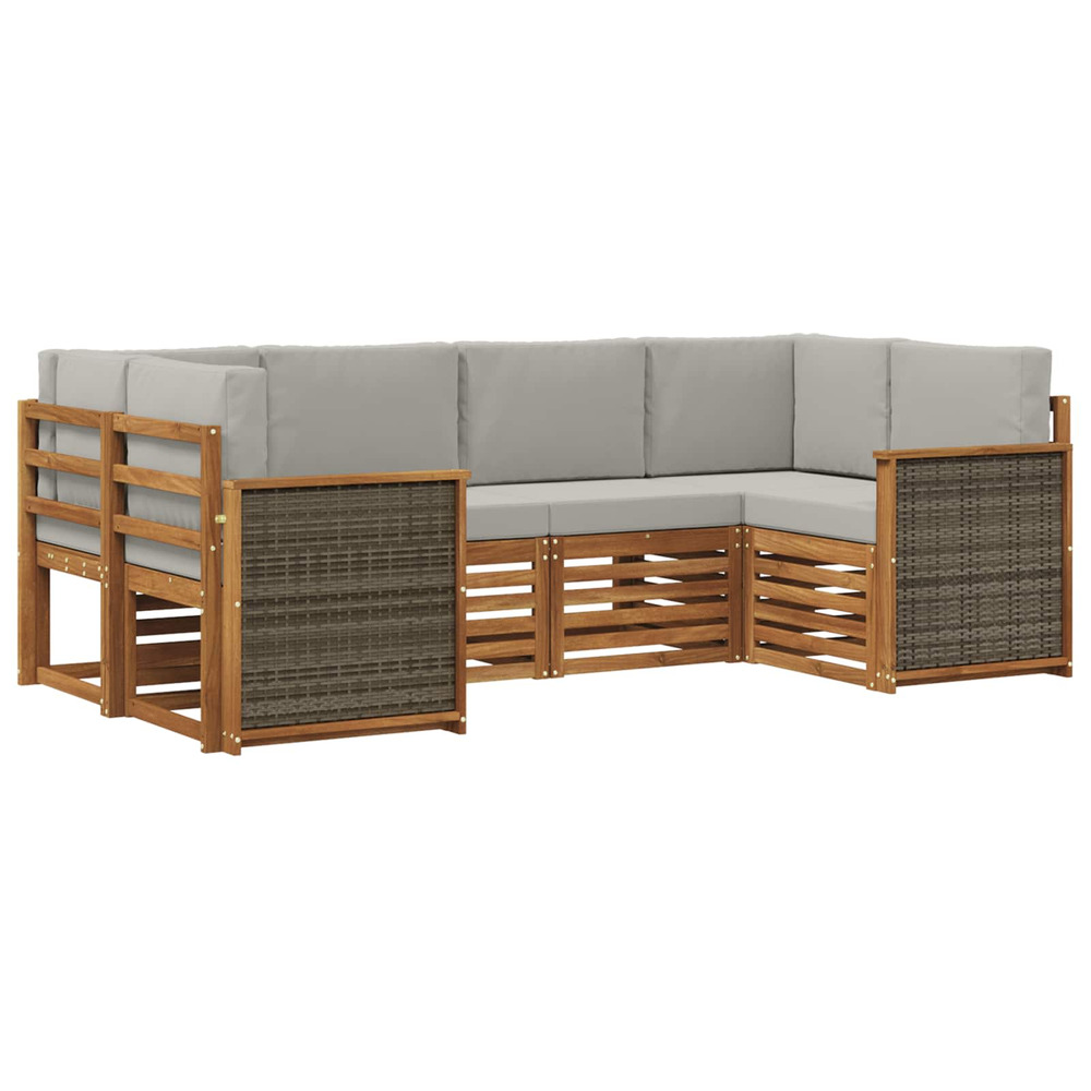 Ensemble de canapé d'angle 5 pcs naturel et gris clair