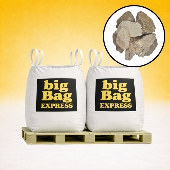 Pack 2 x big bag de +/- 1,5t pierre à gabion ocre beige ø 70/120 mm - livraison premium