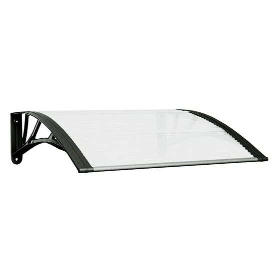 Auvent de porte noir et transparent 80x75 cm polycarbonate
