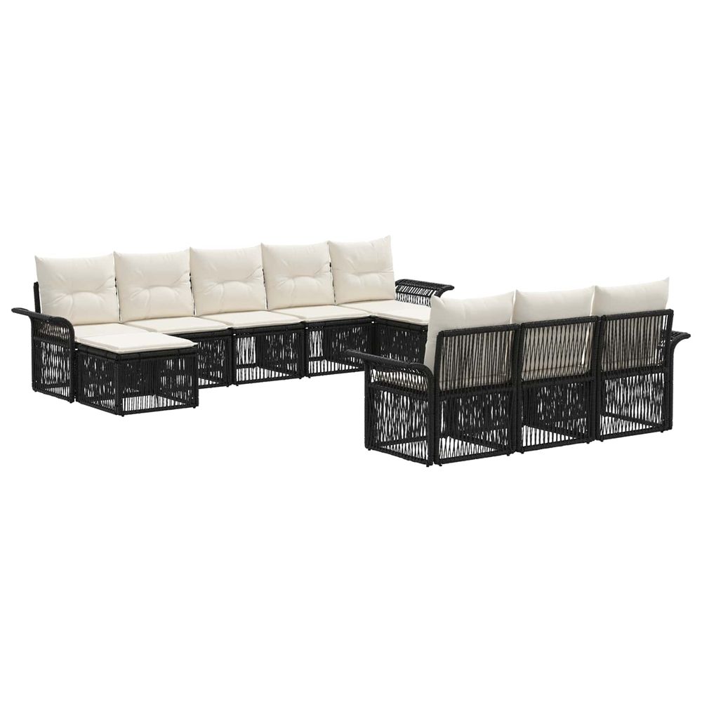 Ensemble de canapé de jardin 10 pc noir polyrotin
