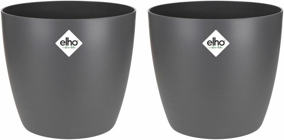 Elho lot de 2 pots de fleur rond brussels - 17 l - ø 25,1 x h 23.2 cm - noir