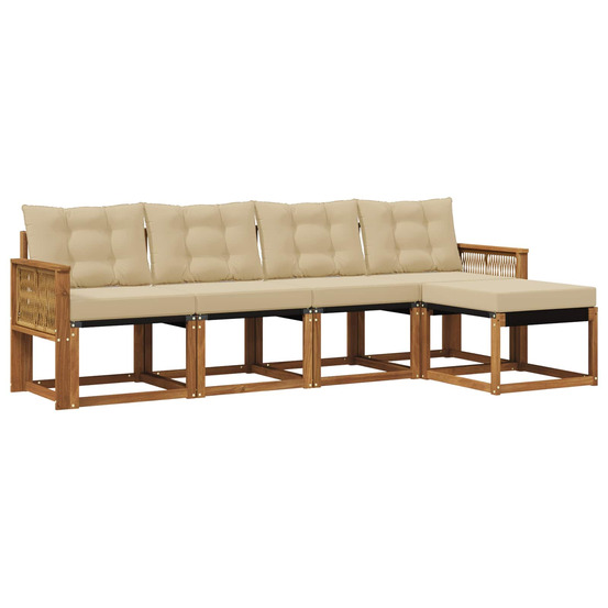 Ensemble de canapés d'extérieur 5 pcs naturel et beige