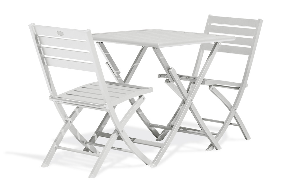 Ensemble repas marius 70 cm 2 places en aluminium gris