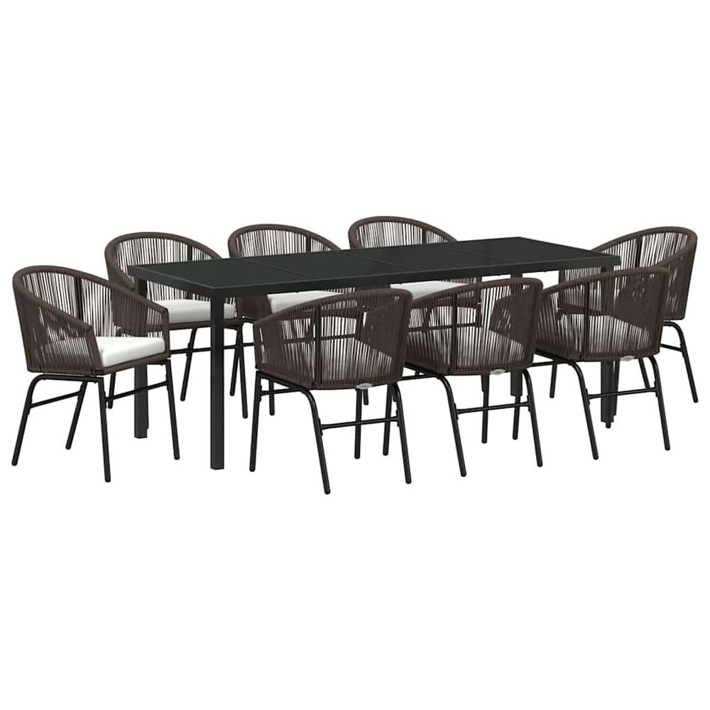 Ensemble de salle à manger pour jardin 9 pc marron