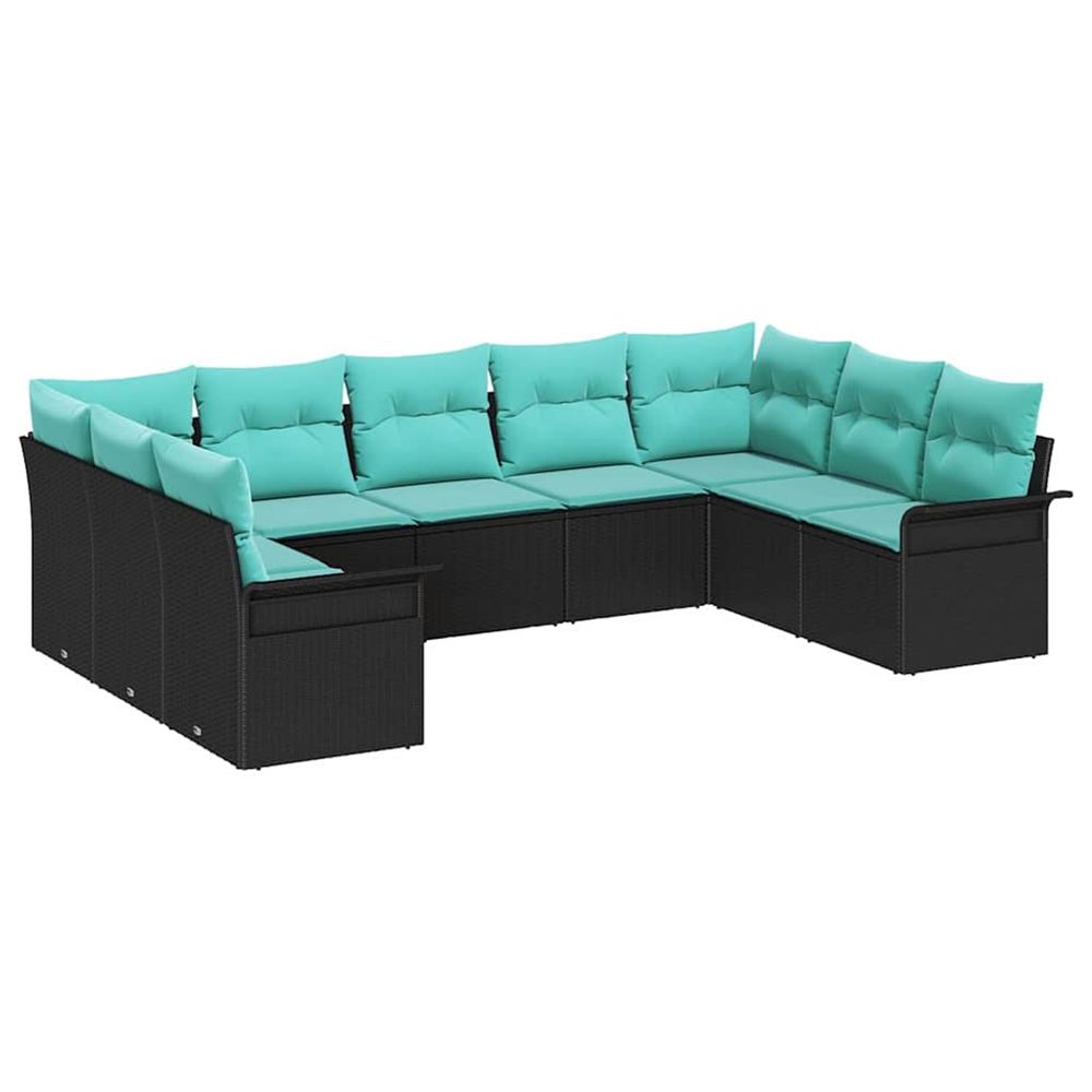 Ensemble de canapé de jardin 9 pc noir polyrotin