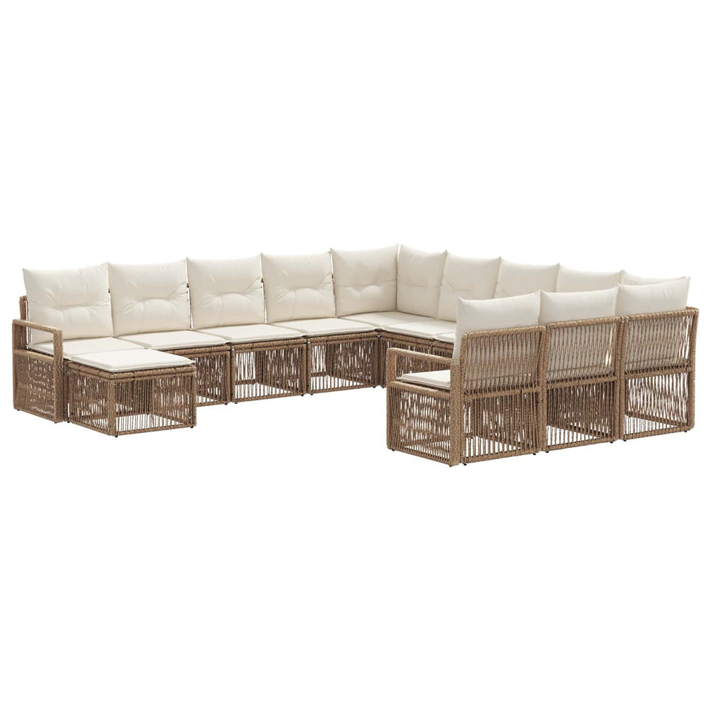 Ensemble de canapé de jardin 12 pcs beige polyrotin