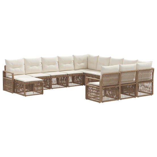 Ensemble de canapé de jardin 12 pcs beige polyrotin