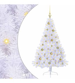 Sapin de noël artificiel avec 150 led blanc 150 cm pvc et acier