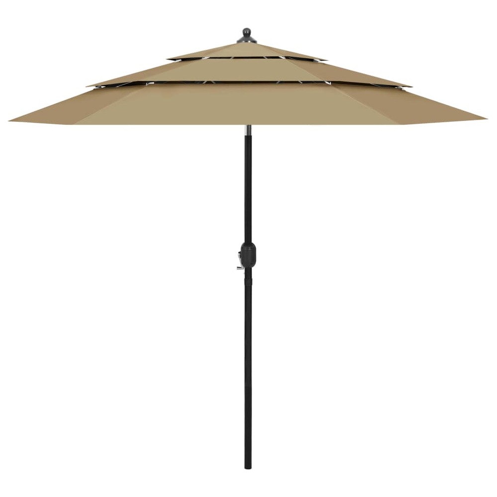 Parasol à 3 niveau x avec mât en aluminium 2,5 m taupe
