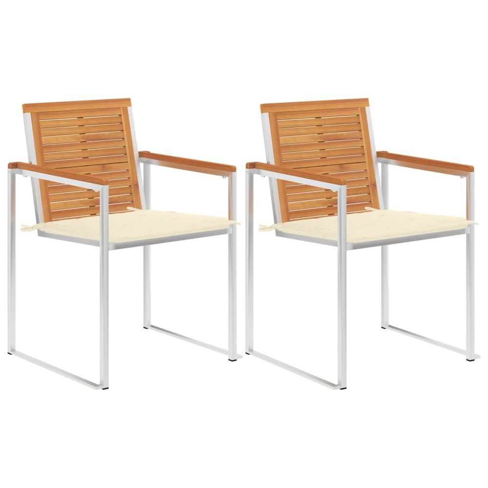 Chaises de jardin avec coussins lot de 2 acacia solide et acier