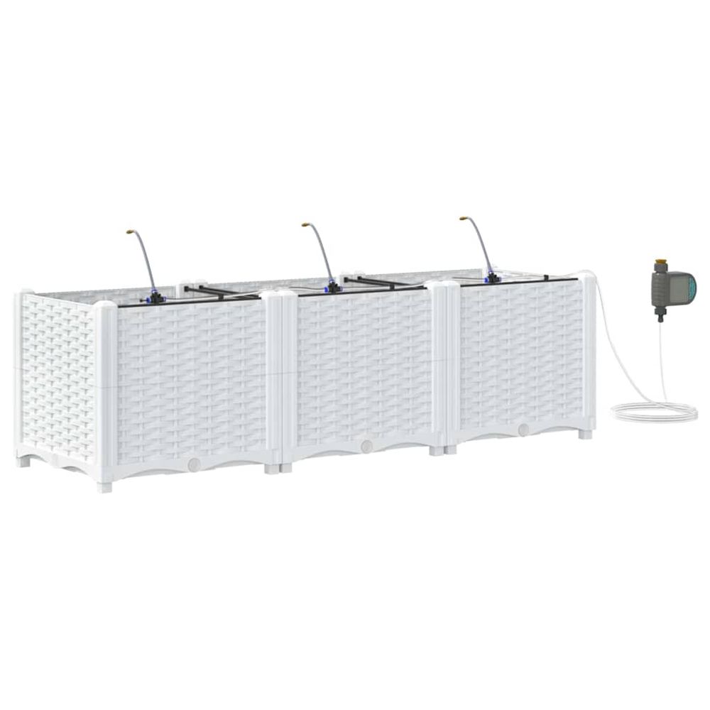 Cache-pot de jardin 3 pc blanc 120 x 40 x 37,5 cm pp