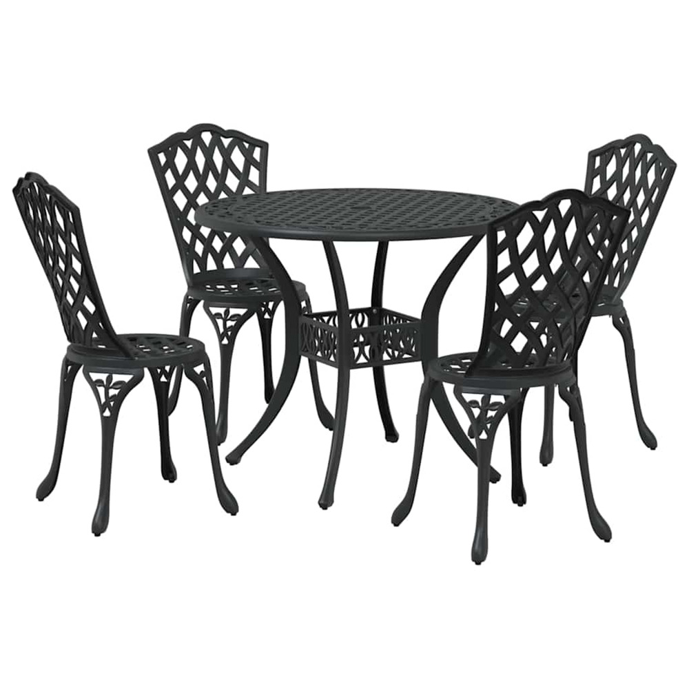 Ensemble de salle à manger pour jardin 5 pcs noir aluminium