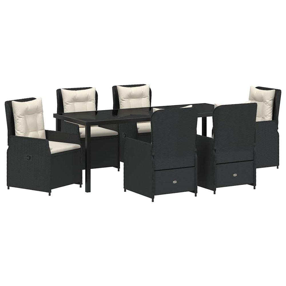 Ensemble de salle à manger pour jardin 7 pc noir polyrotin