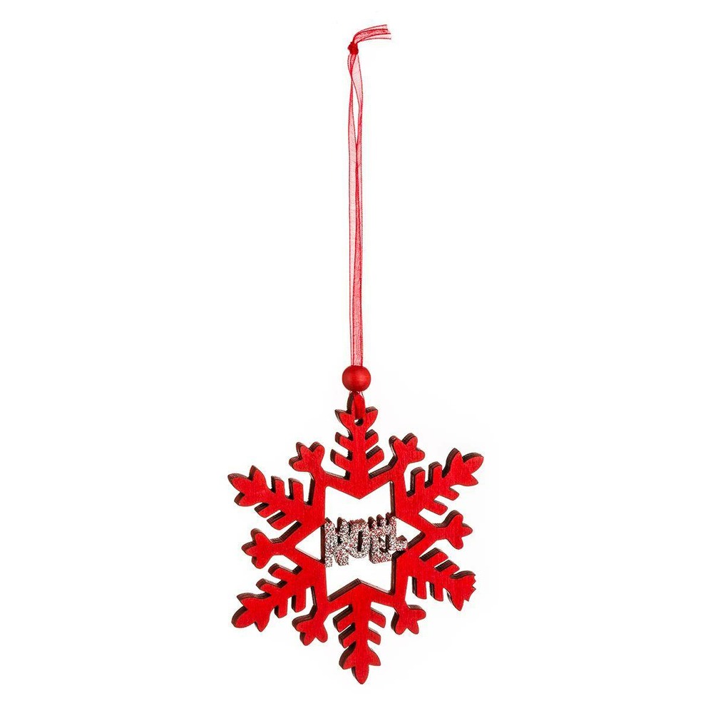 Suspension noël bois flocon pailletée