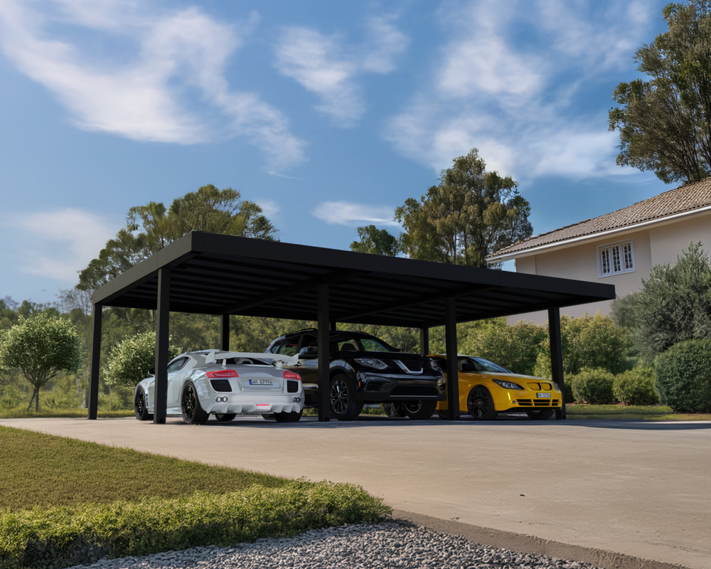 Canopia carport double oslo 6.07 x 5.96 m noires
