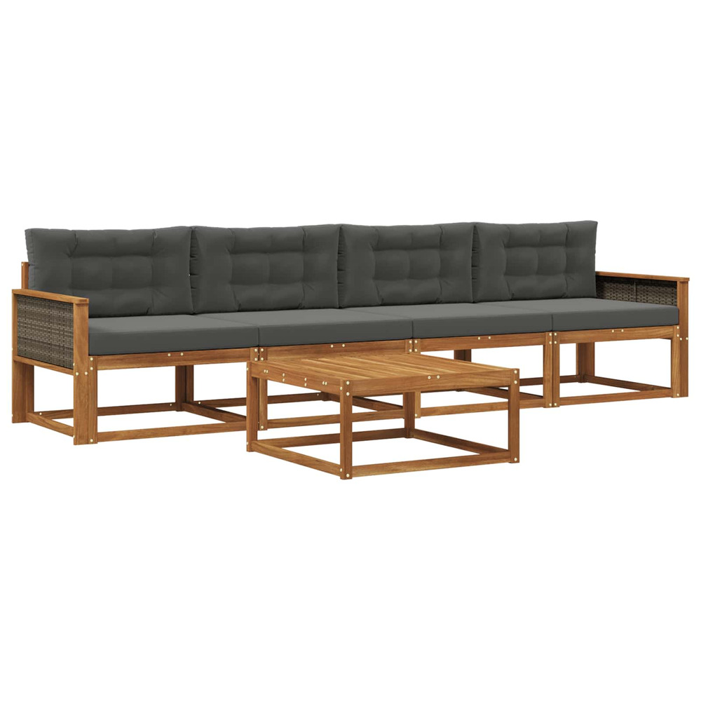 Ensemble de canapés d'extérieur 5 pcs naturel et anthracite