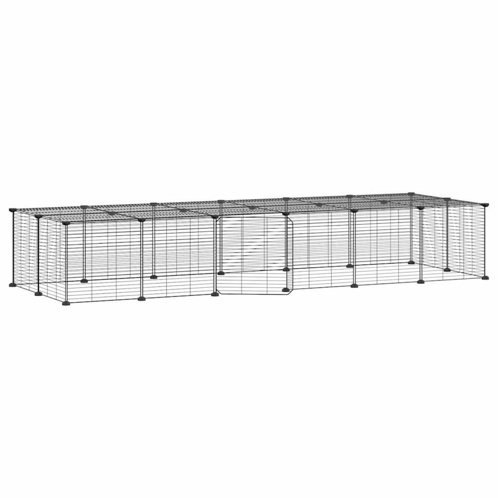Cage animaux de compagnie à 28 panneaux et porte 35 x 35 cm noir