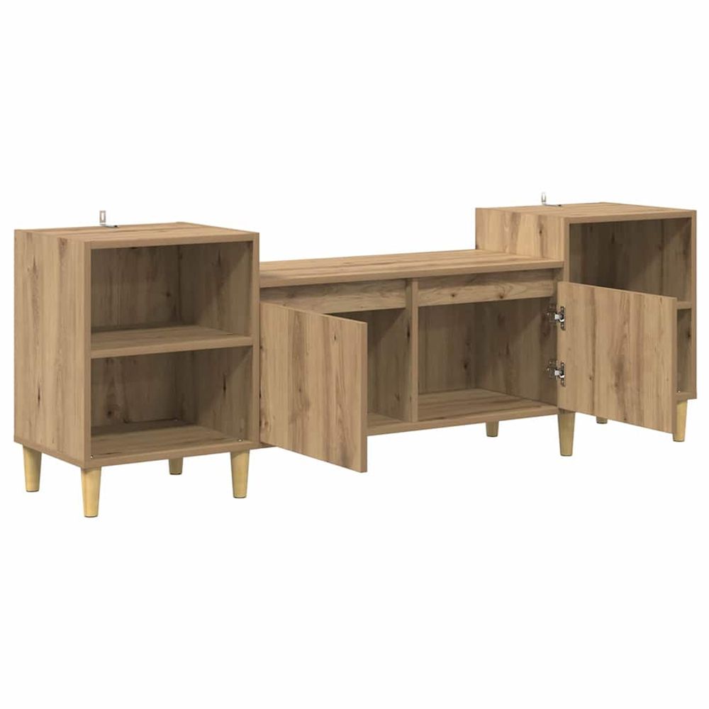 Meuble tv 160 x 35 x 55 cm chêne artisanal bois d'ingénierie