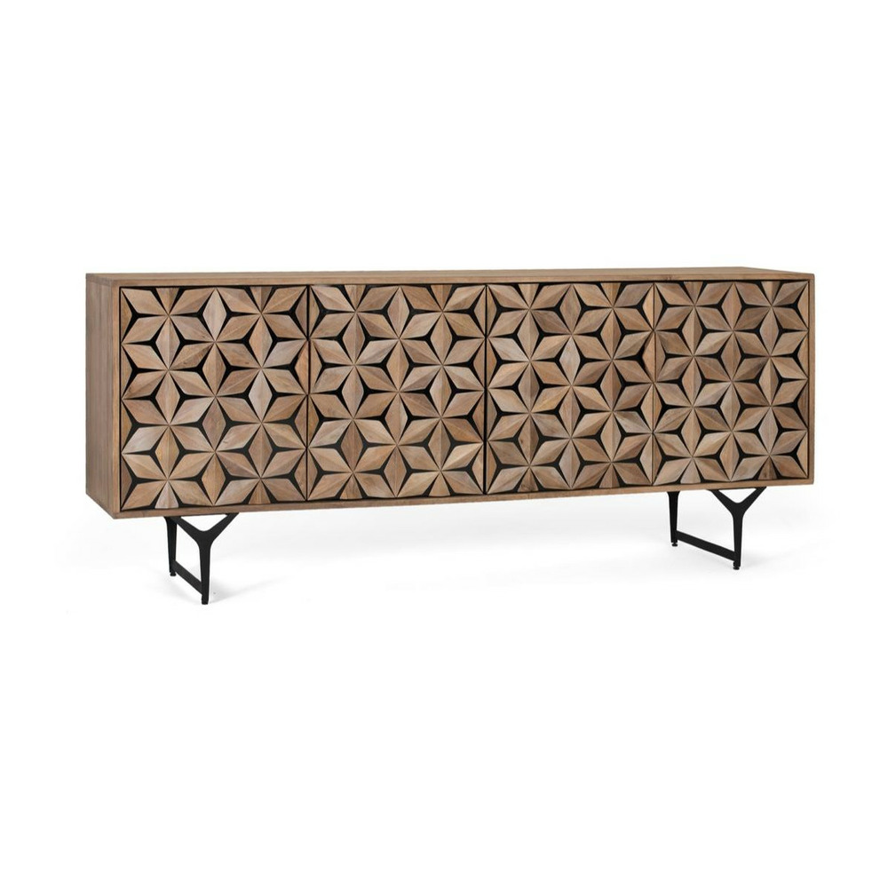 Bahut 4 portes bois marron - théalie décoration d'autrefois