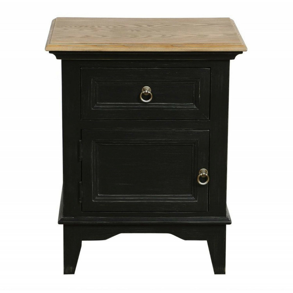 Table de chevet 1 tiroir 1 porte ouverture à gauche bois noir - esquisse interior's
