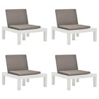 Chaises de salon de jardin et coussins 4 pcs plastique blanc