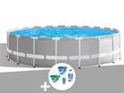 Kit piscine tubulaire  prism frame ronde 6,10 x 1,32 m + kit de traitement au ch