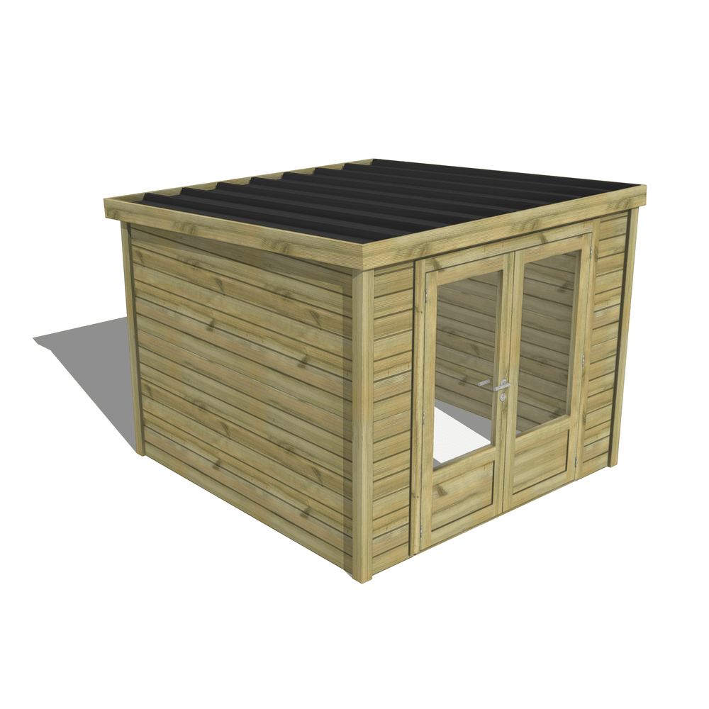 Abri de jardin bois pin traité autoclave 27mm - essentiel - 2,64x2,64m / 7m2 - bac acier - abri français