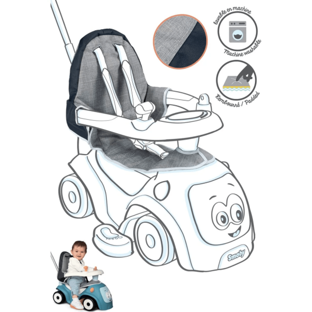 Porteur trotteur housse de siege pour porteur maestro - confortable et rembourrée - pour enfant a partir de 6 mois - gris et bleu