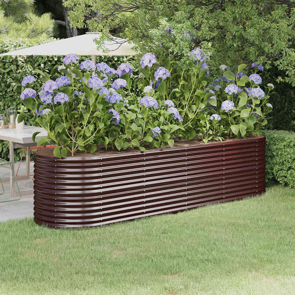 Jardinière haute ovale en acier galvanisé potager marron 296x80x68 cm