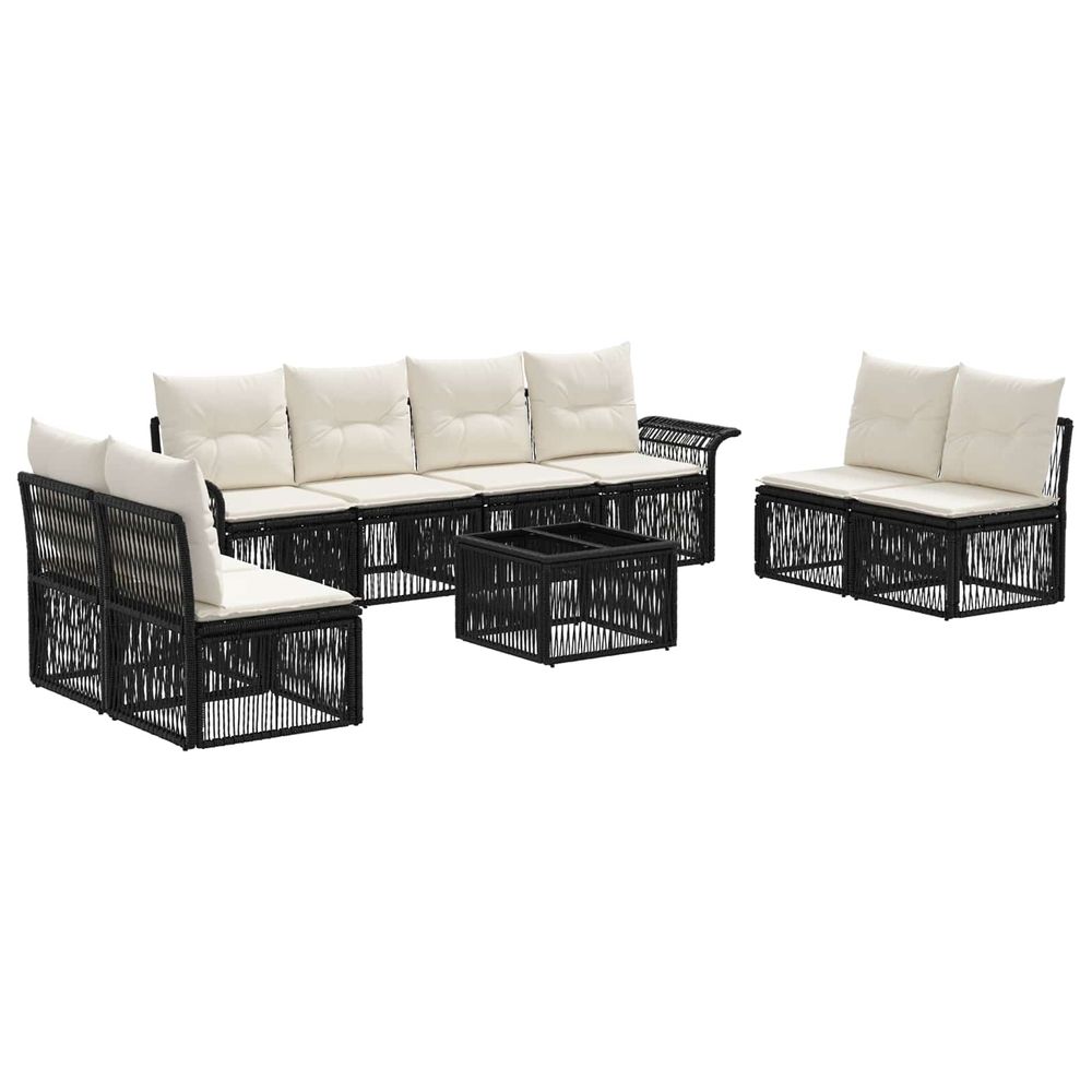 Ensemble de canapé de jardin 9 pc noir polyrotin