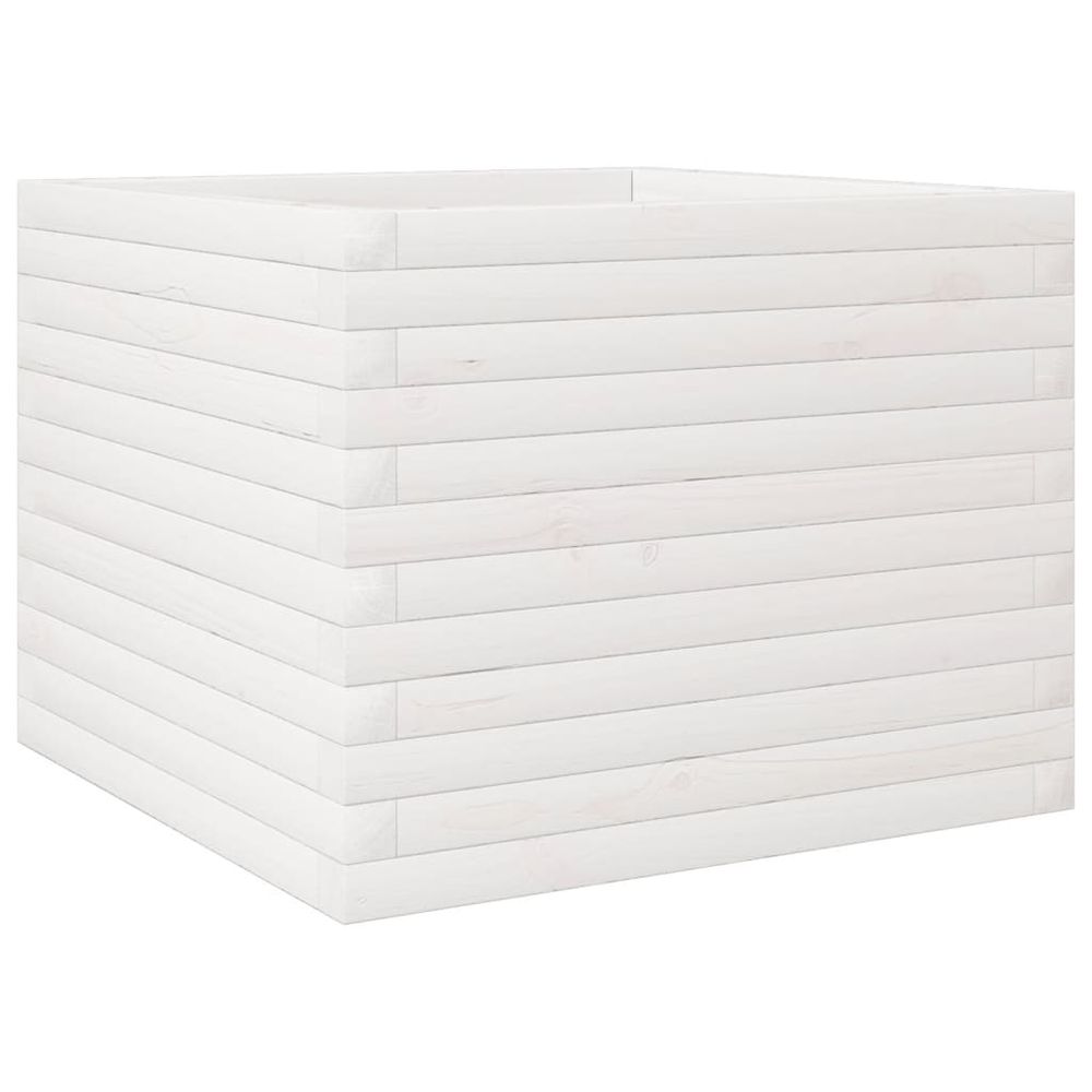 Jardinière blanc 60x60x45,5 cm bois de pin massif
