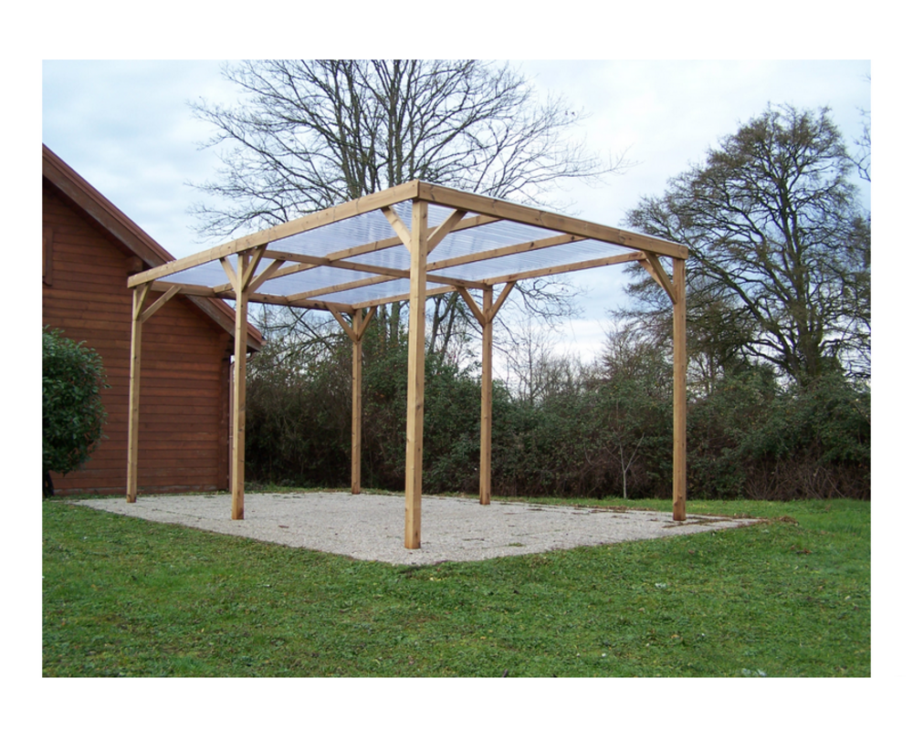 Pergola en bois thermo chauffé 15. 10 m² avec couverture pvc - th3051s2