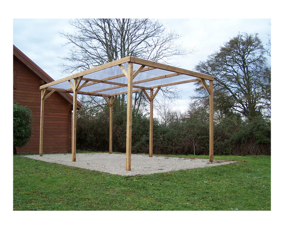 Pergola en bois thermo chauffé 15.10 m² avec couverture pvc - th3051s2