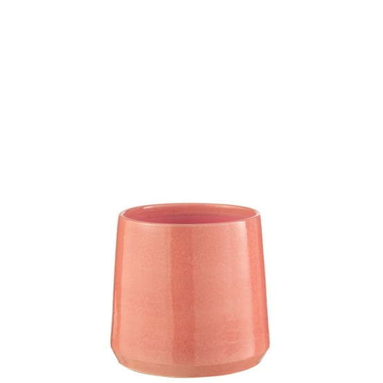 Cache-pot rond en céramique rose 24x24x22 cm