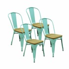 Lot de 4 chaises GASTON en métal vert style industriel