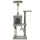 Arbre à chat griffoir grattoir niche jouet animaux peluché en sisal 120 cm gris